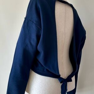bobi Navy Open-Back Sweater with Tie